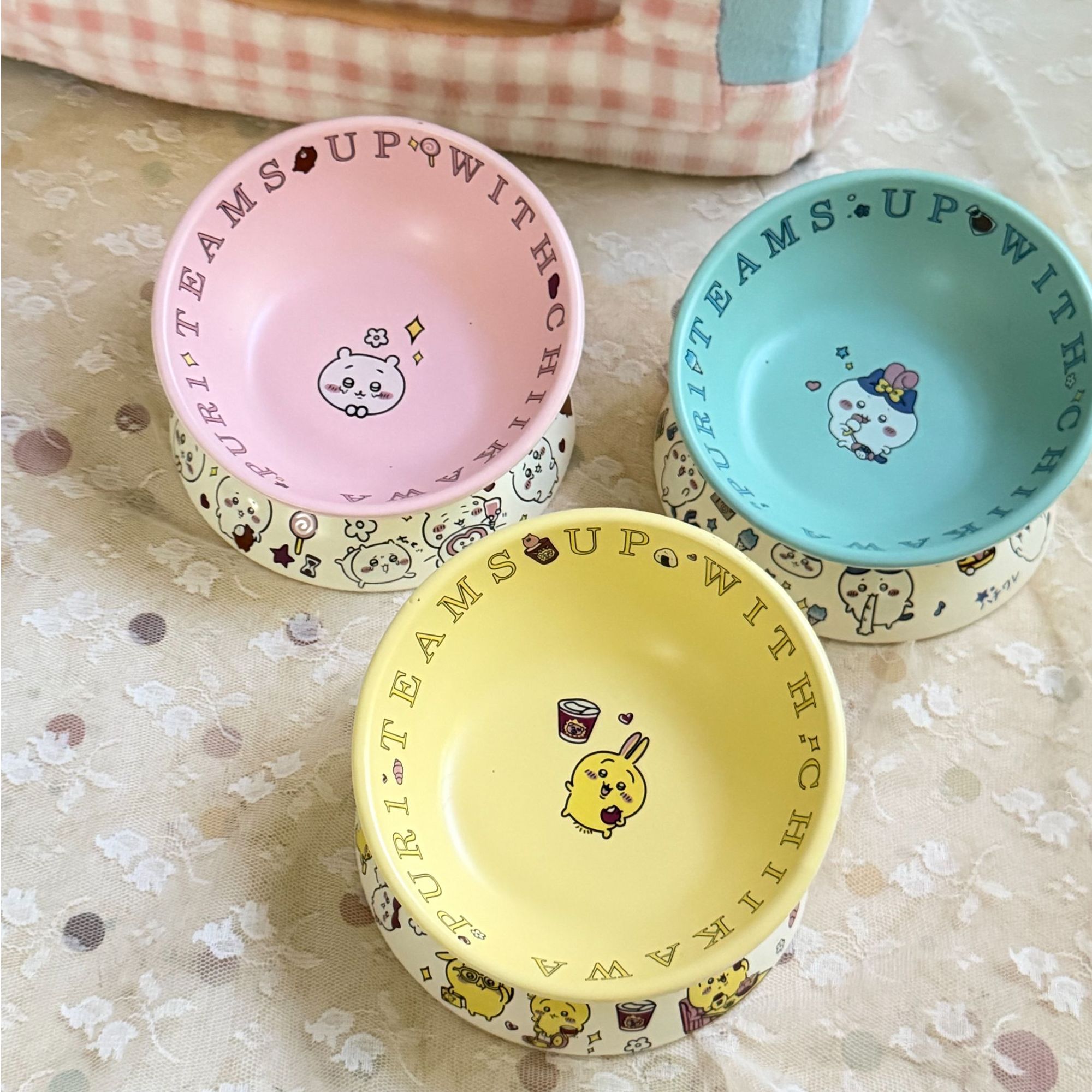 椰奶国际陶瓷宠物碗粮碗高脚保护颈椎防打翻食盆猫咪饭碗水碗ins