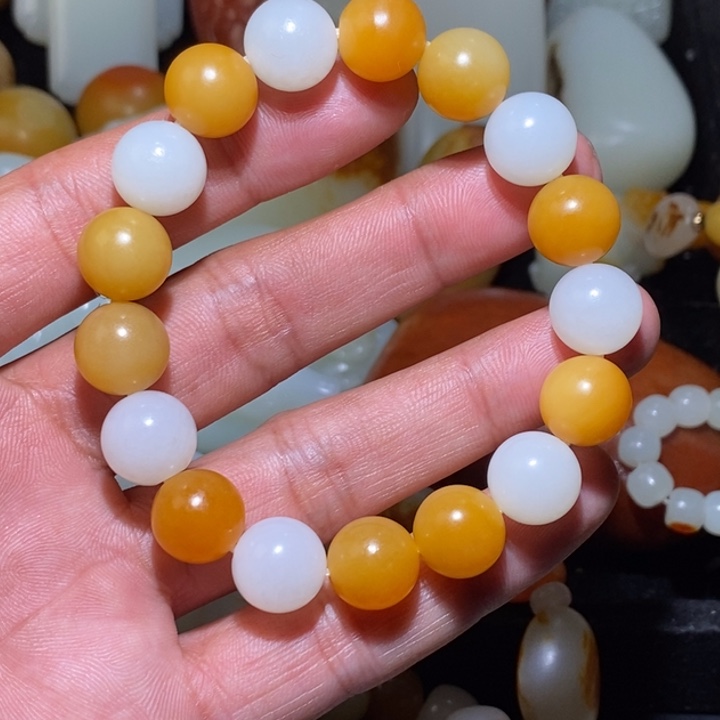 和田玉手串未镶嵌朱*林