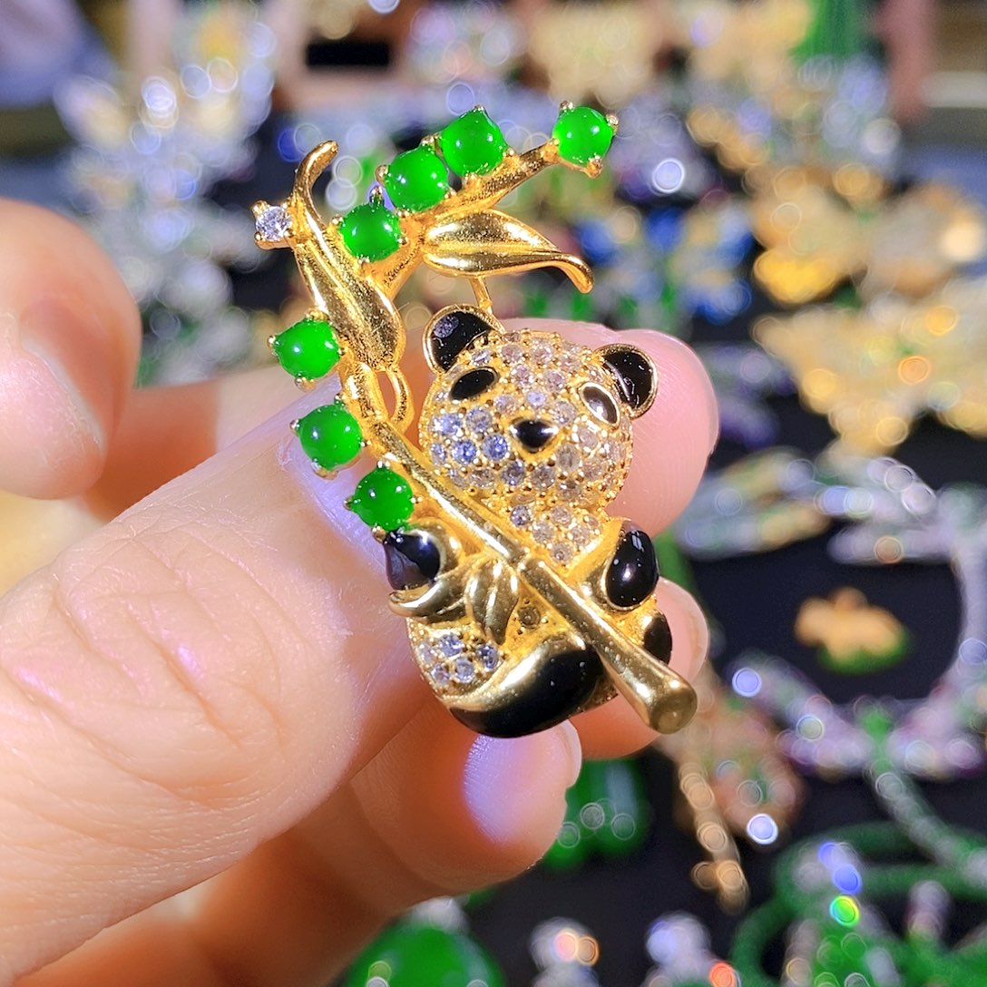 吊坠(不含链)银S925镶嵌翡翠