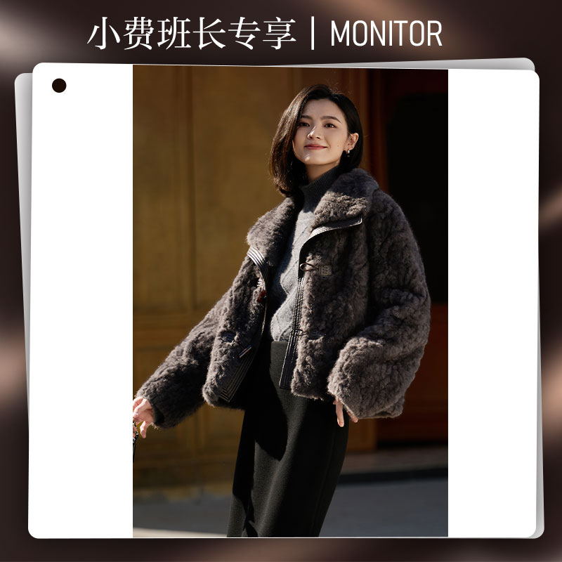 【小费班长专享】短款慵懒风翻领加厚毛绒极简风短外套5B25DW5742