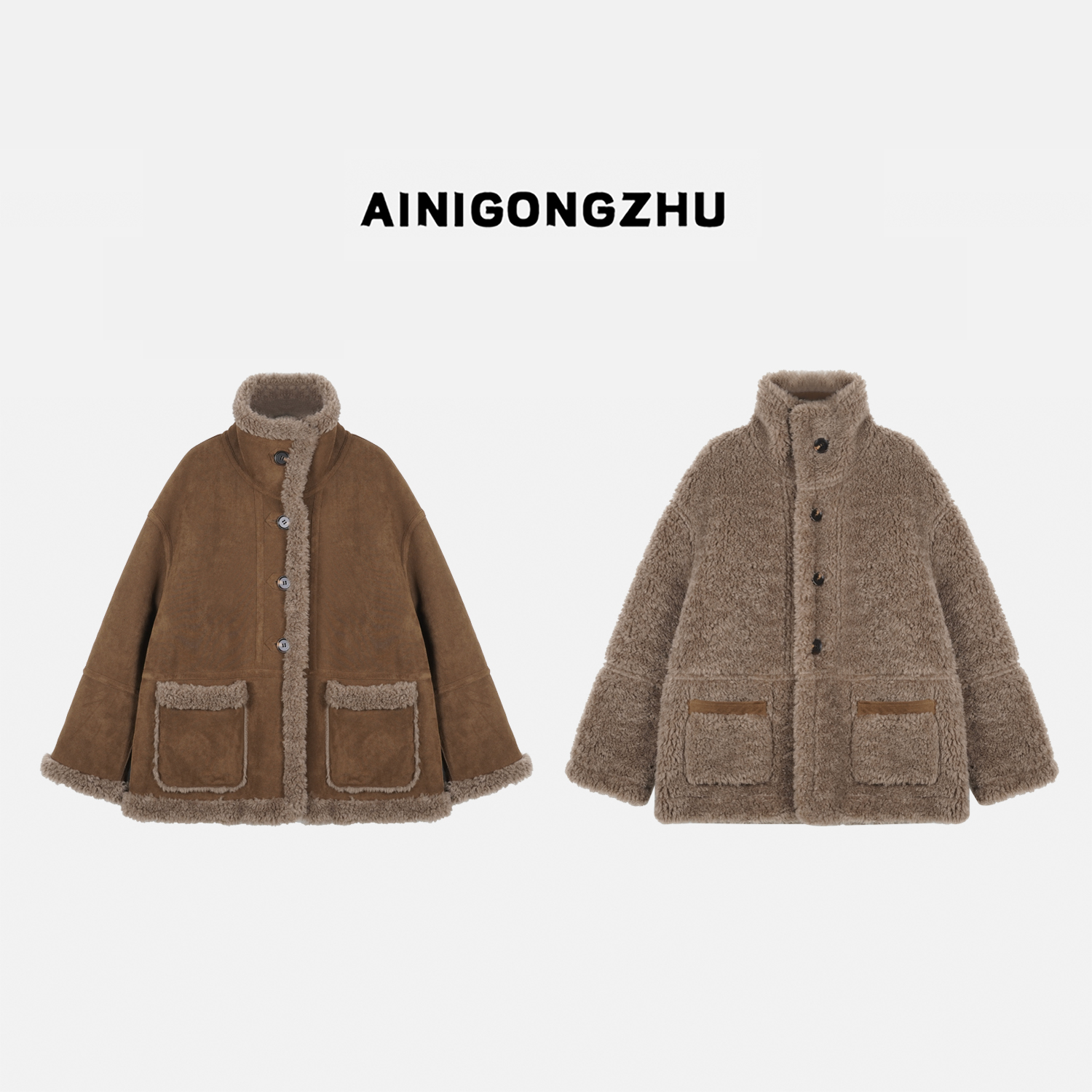 AINIGONGZHU/艾妮公主女美拉德两面穿100全羊毛外套短外套K25401