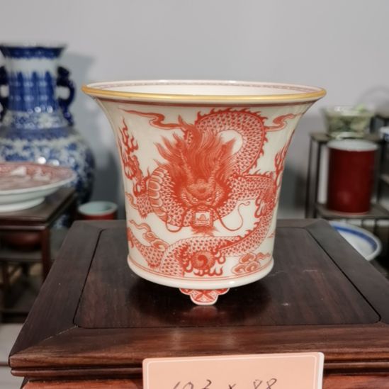 手工手绘釉盆大徳堂