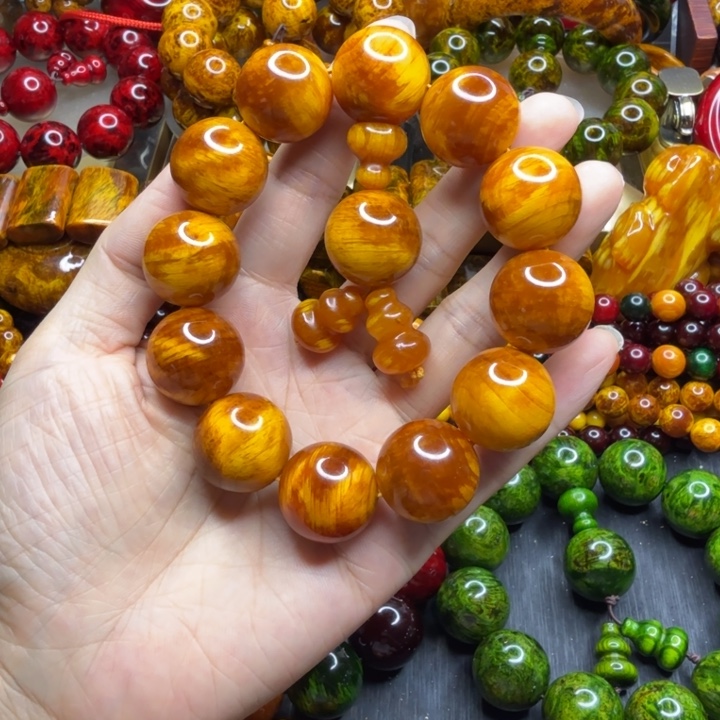 松木琥珀木文玩手串