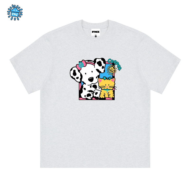 FNI Cooper系列（猫狗同框）卡通趣味纯棉短袖男女同款t恤新款发泡