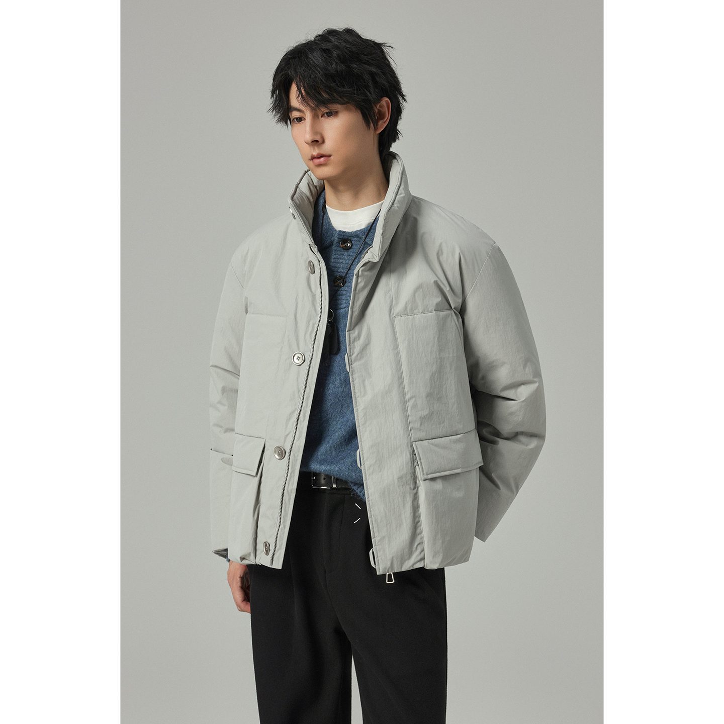 落肩宽松羽绒服冬季加厚百搭休闲立领潮流时尚短款韩系简约外套10