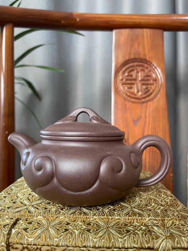 原矿紫砂壶如意仿古，.半手工工艺·容量250cc·老紫泥料