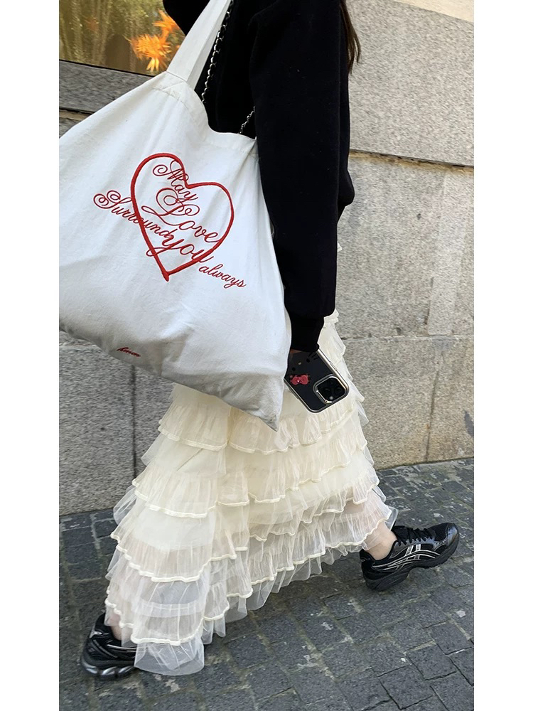 高级感法式网纱拼接蛋糕半身裙女冬季新款时尚气质百搭长裙子