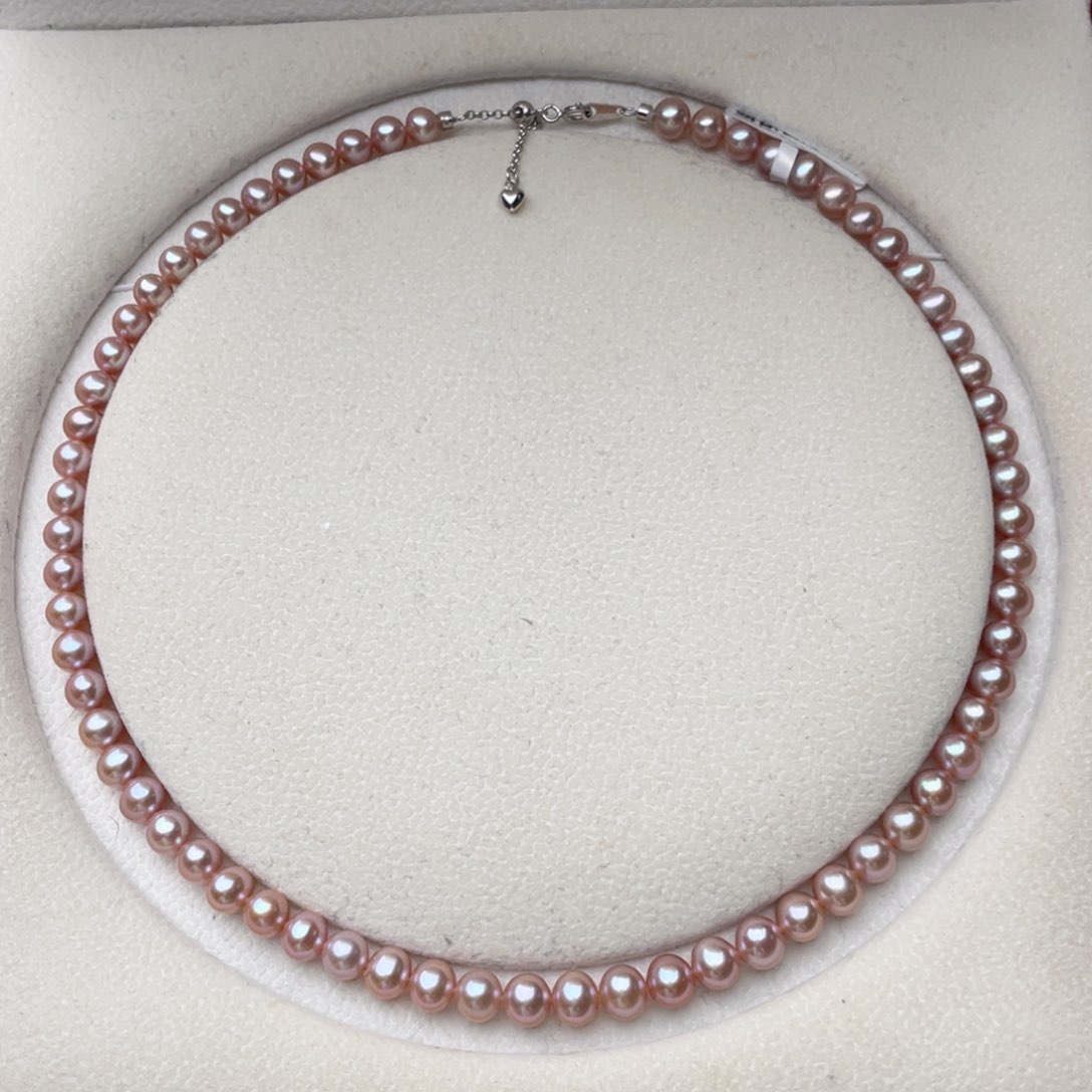 淡水珍珠银S925镶嵌颈饰6-7mm