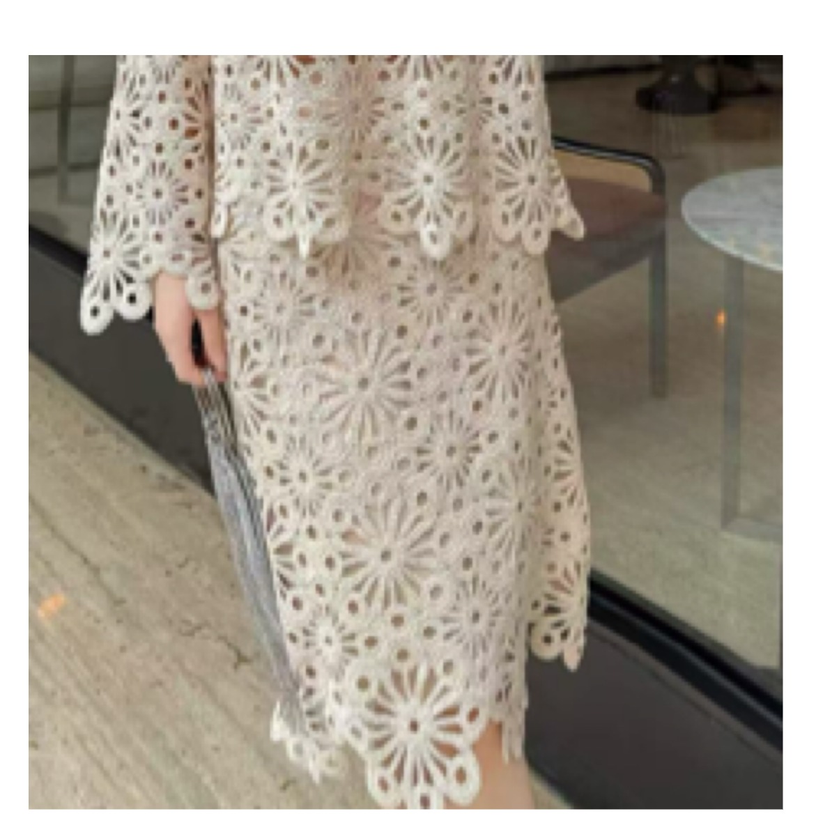 D50098南油爆款气质高腰蕾丝钩花半身裙