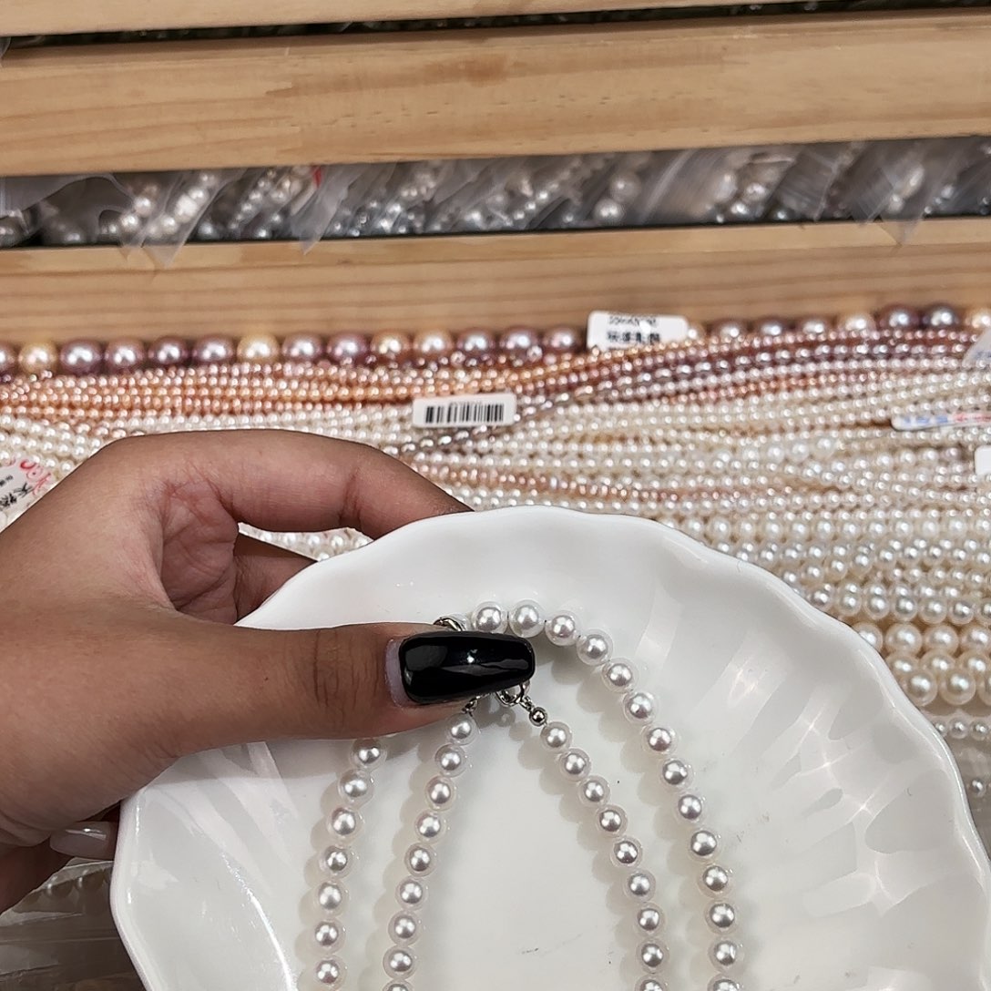 未镶嵌淡水珍珠手链项链卡六纯冷白