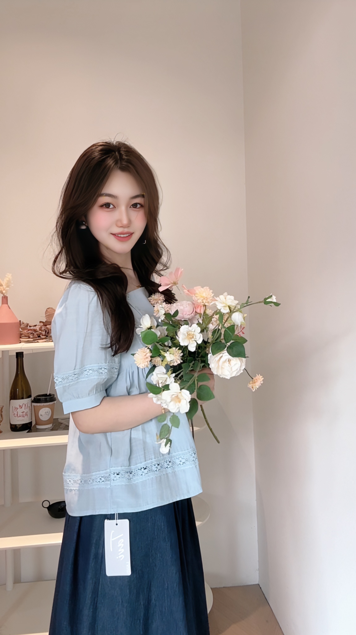 【杭州S姐 精品女装】蕾丝拼方领小衫16016