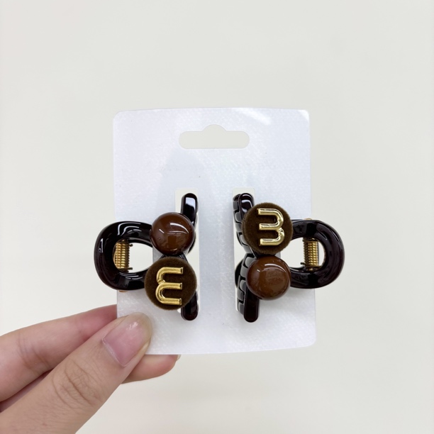 L366巧克力色m豆豆4厘米刘海夹一对装抓夹韩法式发夹简约鲨鱼夹