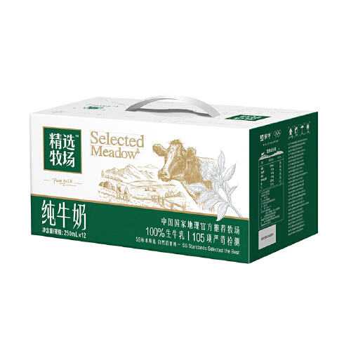 蒙牛精选牧场纯牛奶 250mL*12