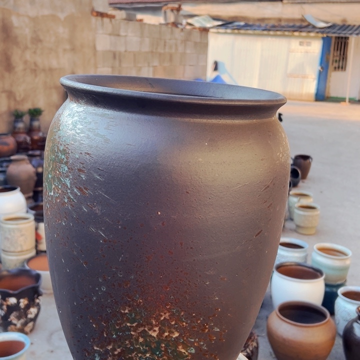 紫砂花盆高约41口约26黑色