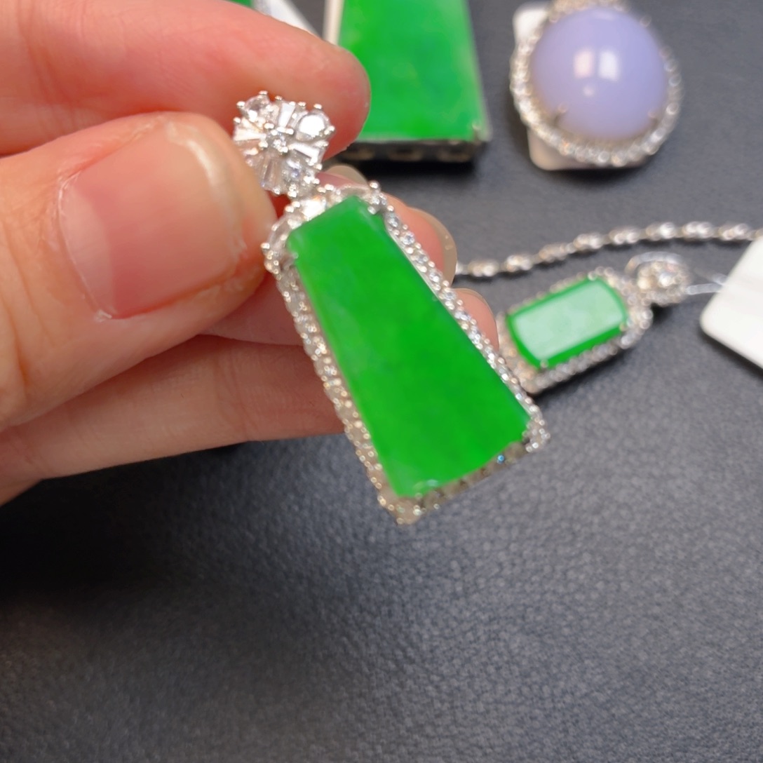 翡翠银S925镶嵌吊坠(不含链)