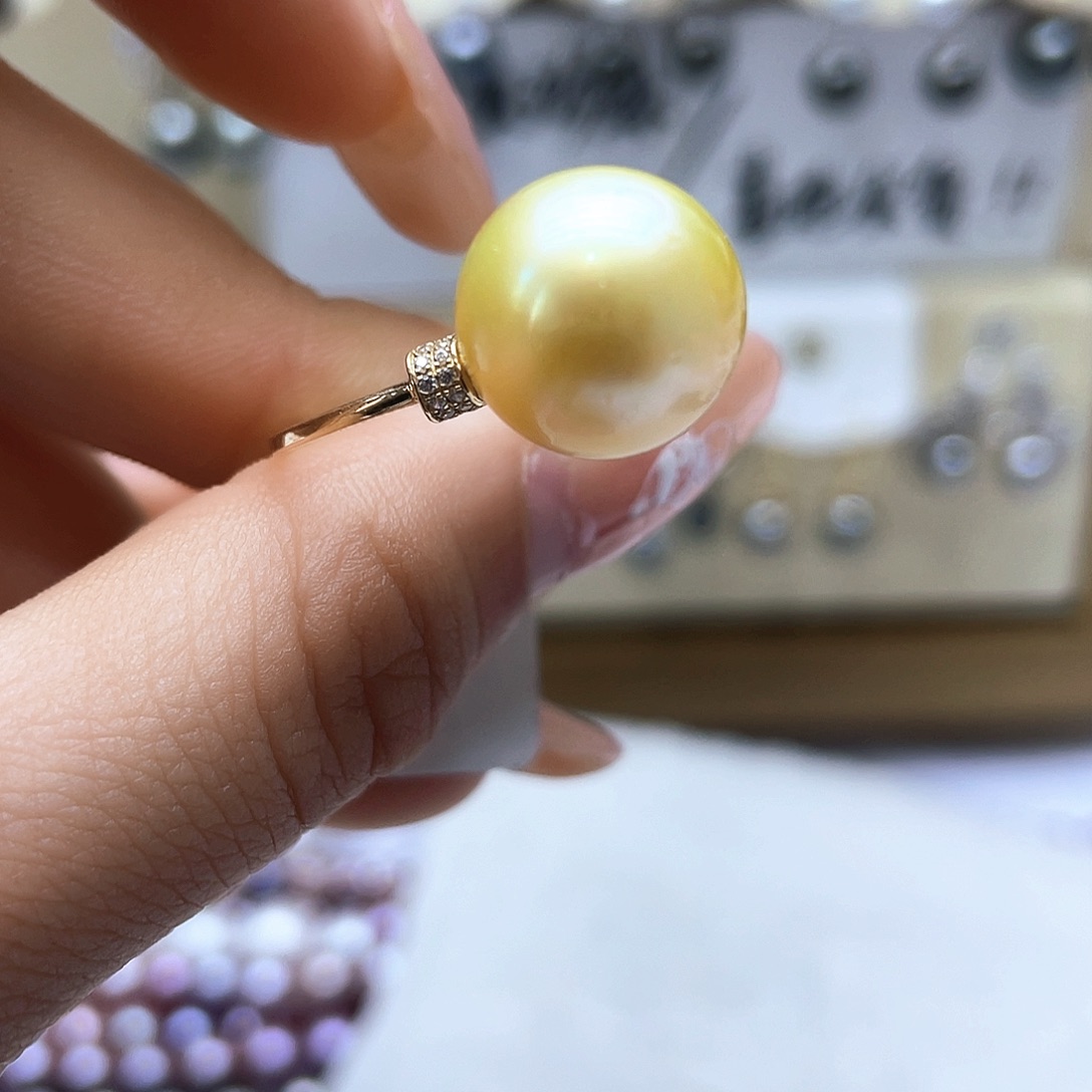 海水珍珠戒指18K金镶嵌