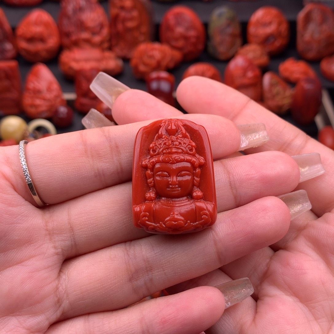 南红玛瑙南红川料观音头吊坠23.2mm未镶嵌