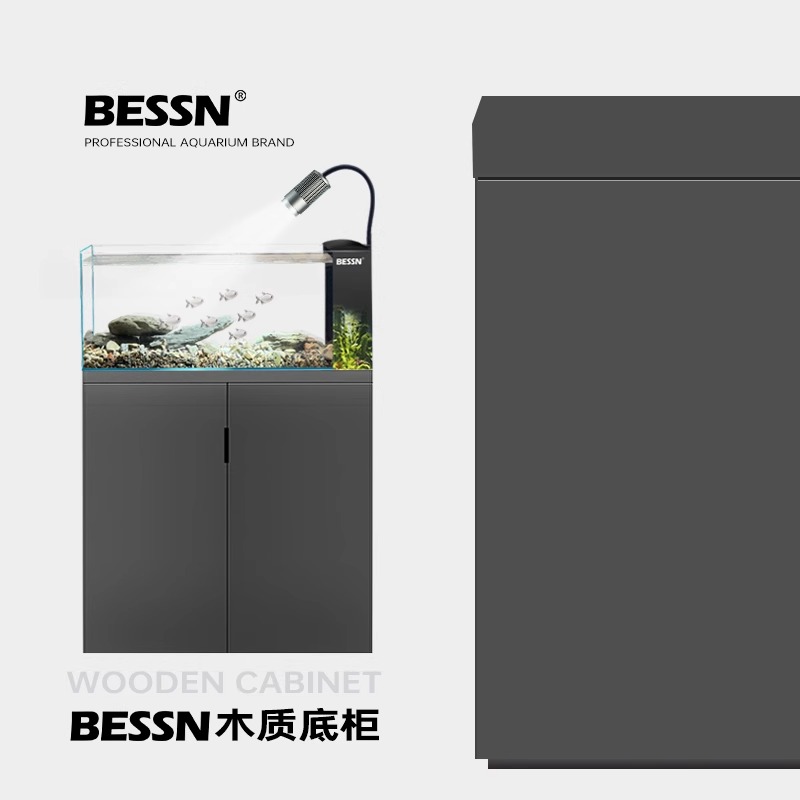 BESSN鱼缸专用底柜子侧滤溪流缸客厅2024新款金晶超白玻璃自循环