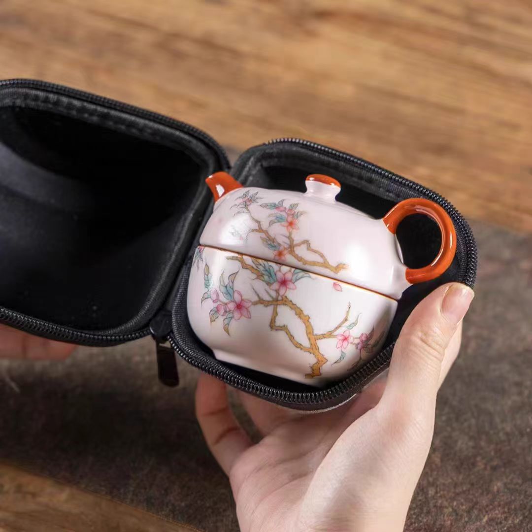 粉汝快客杯防烫旅行茶具装户外便携式随身喝茶泡茶壶KK0428