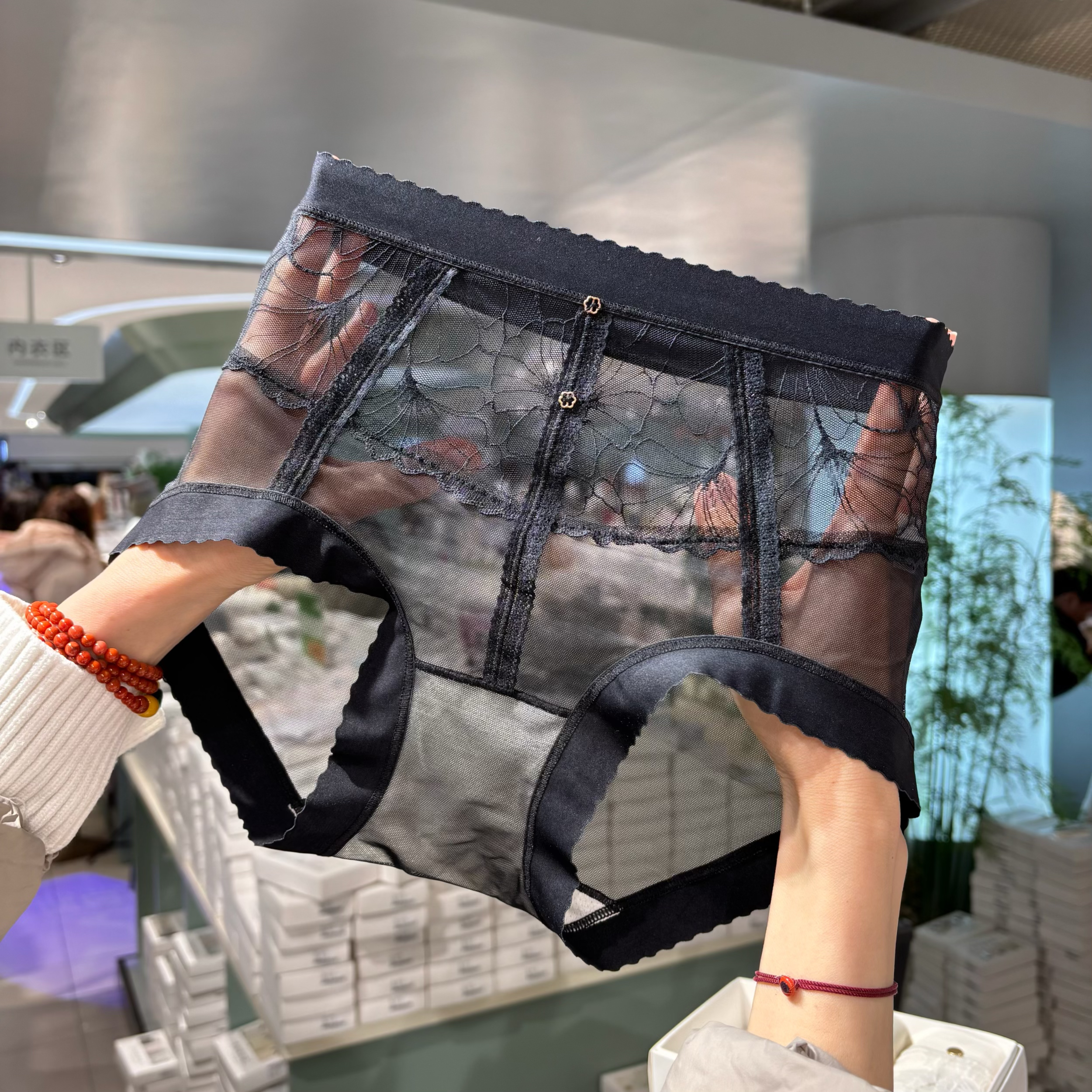 （3条装)69073提花中腰蕾丝提花软糯舒适女士内裤（80-123斤）