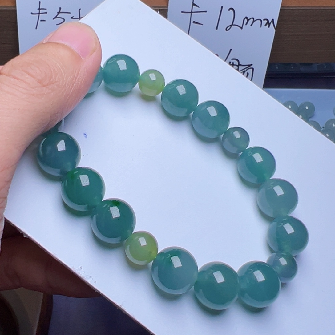 翡翠未镶嵌手串天然翡翠手串卡12mm
