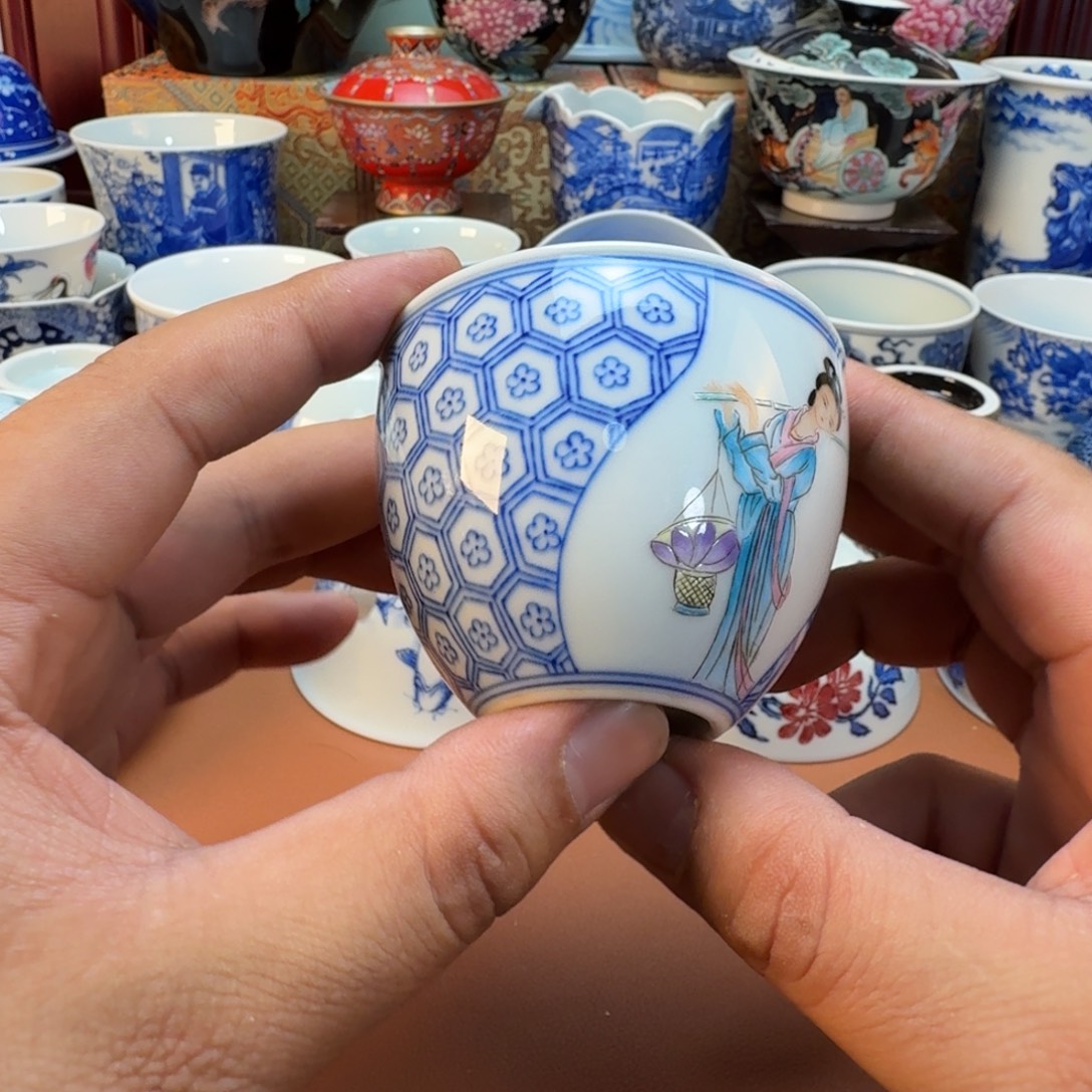 千***然杯子陶景德镇全手工手绘陶瓷