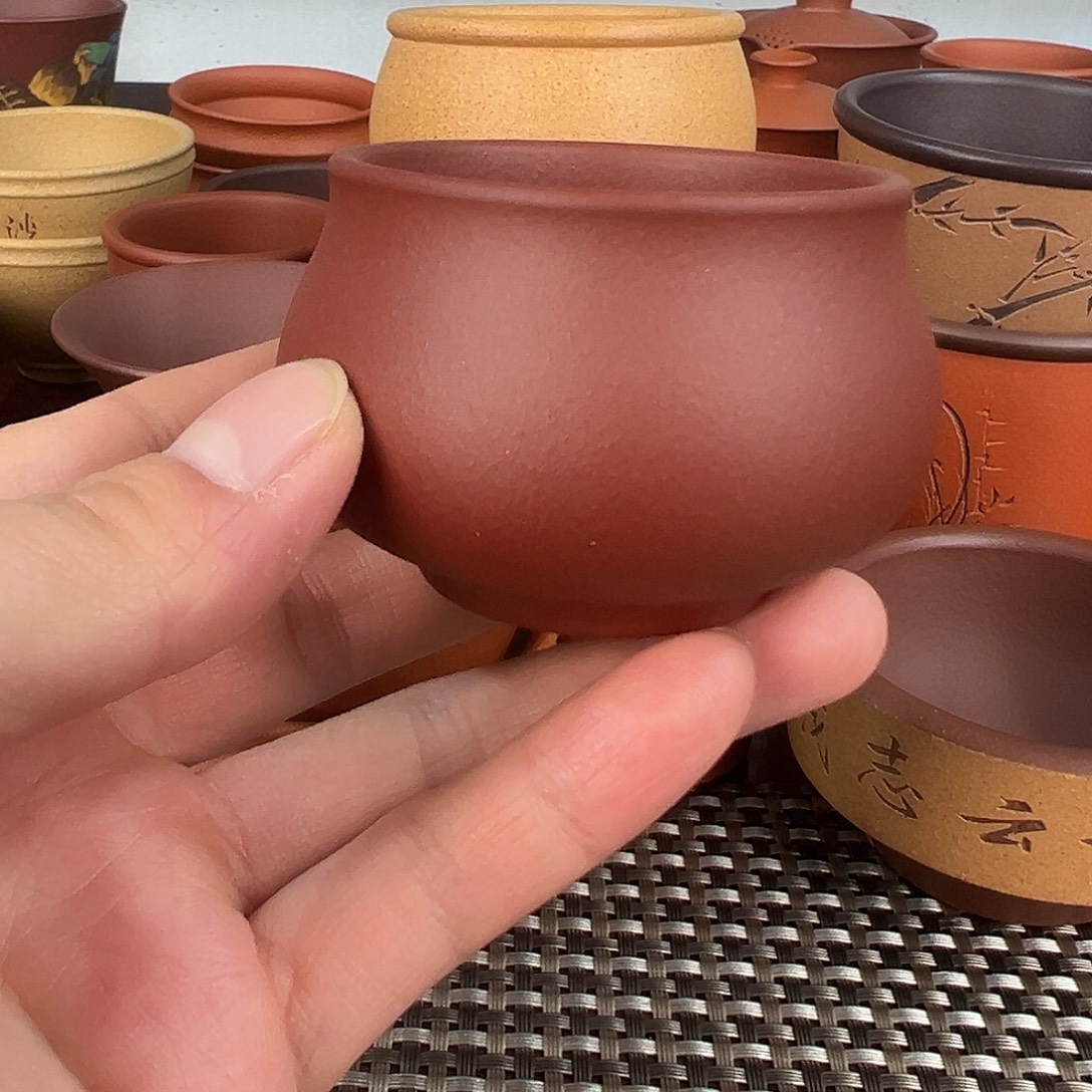 紫砂茶杯紫红泥小客杯90cc 