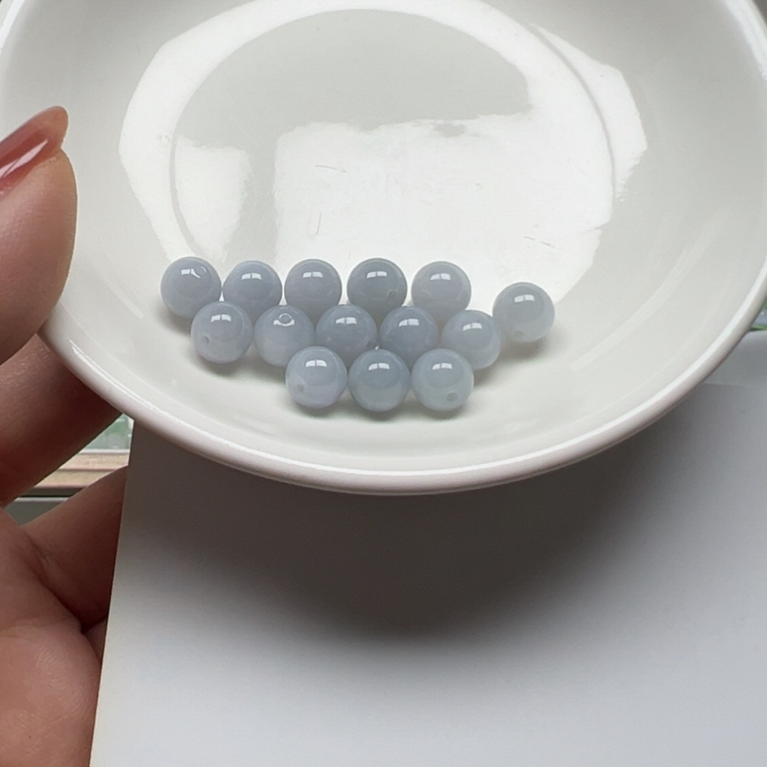 翡翠散珠柚****后纯天然缅甸翡翠A货卡7.6，14颗分2单