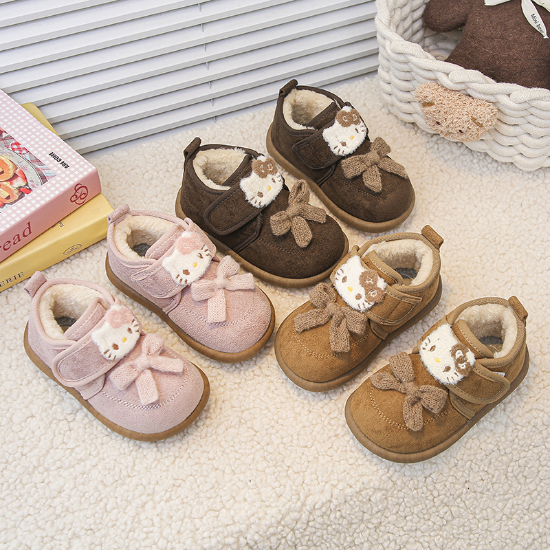 18-29儿童冬季加绒圆头卡通风男女童大棉棉鞋防滑婴童勃肯鞋KXC