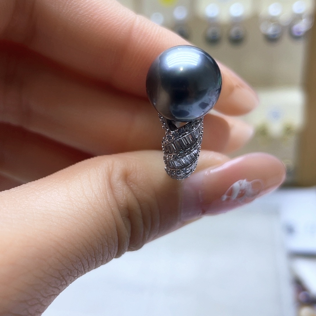 海水珍珠戒指银S925镶嵌