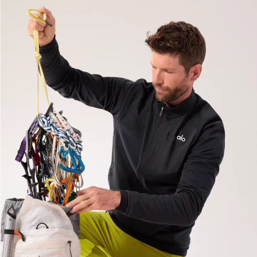 ALO秋冬新款外套运动户外薄绒立领开衫高弹保暖软壳跑步长袖卫衣