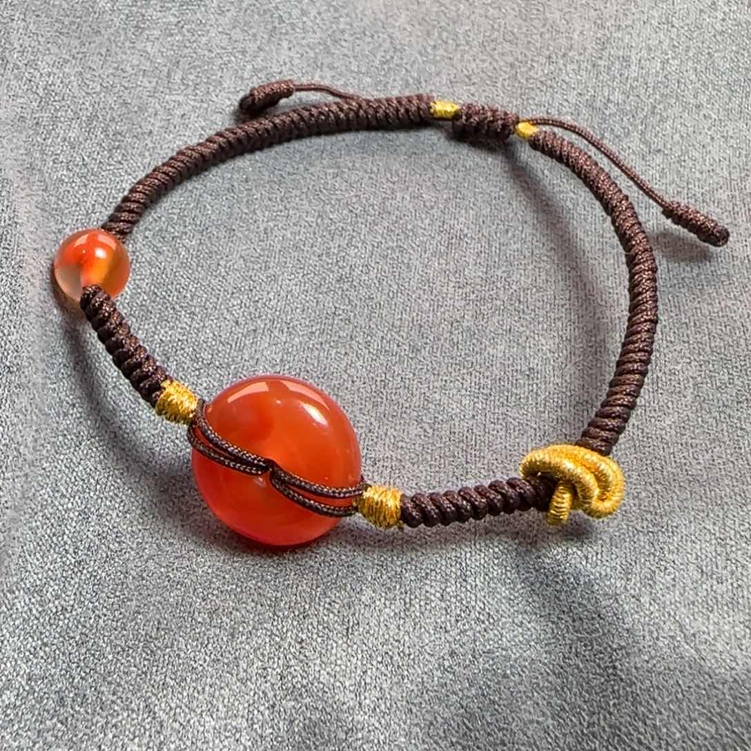 南红玛瑙，18K金镶嵌