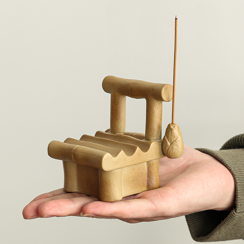 创意粗陶椅子香插摆件陶瓷盖置手机支架小巧复古功夫茶具茶宠配件