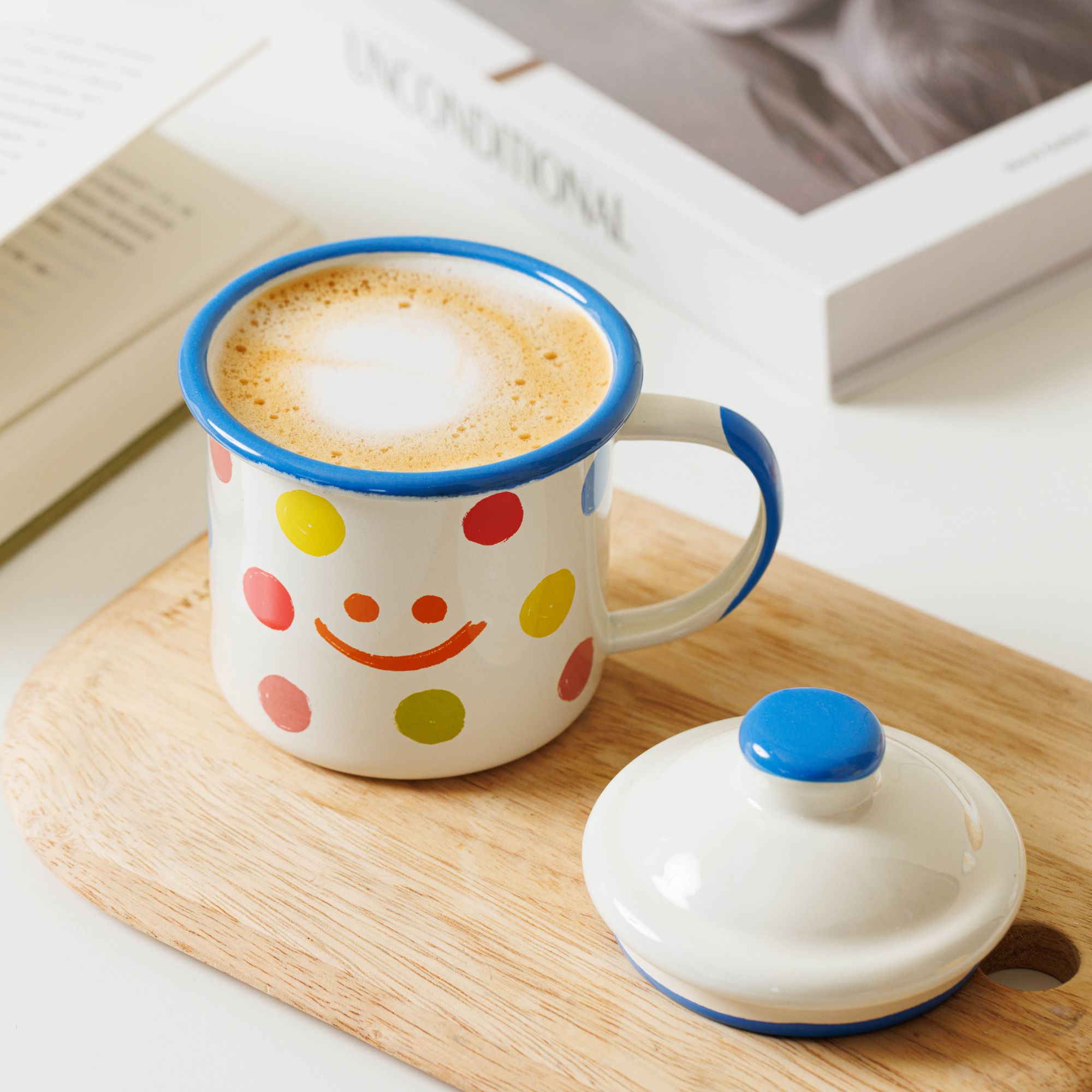 口径8CM容量380 升级加厚款怀子珐琅搪瓷杯子 笑脸杯