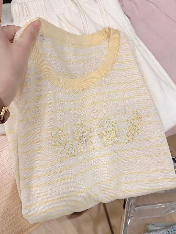 七言家巨好看！夏日”沙滩小海星“条纹透气短袖