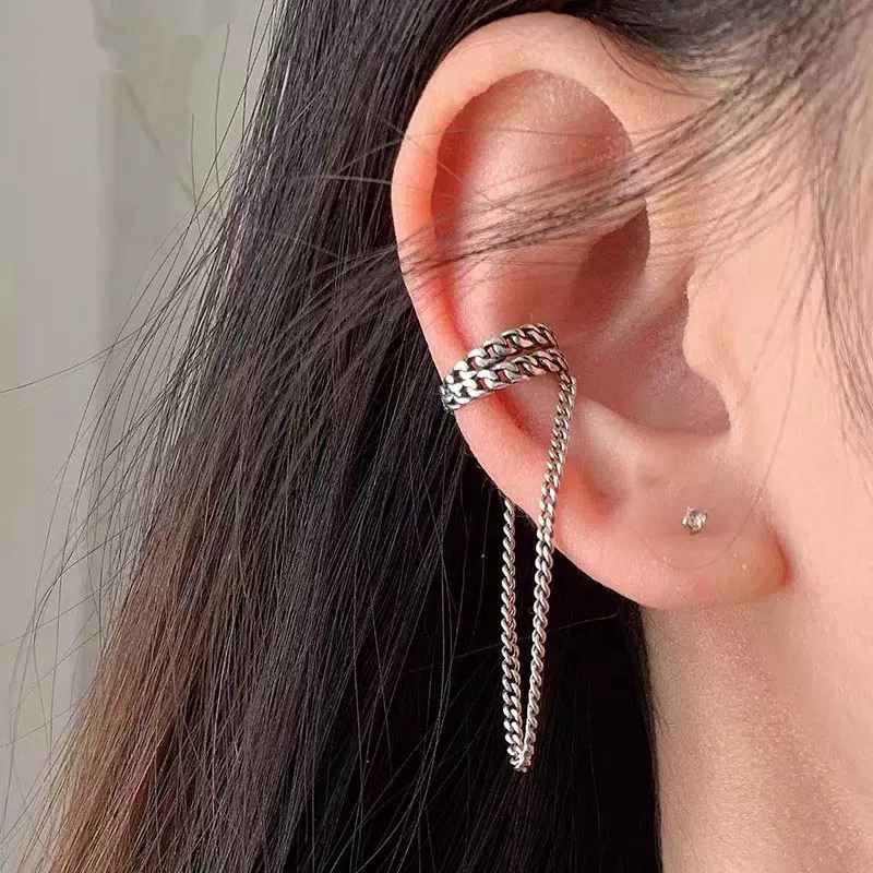 925银银制品 单只链条耳骨夹