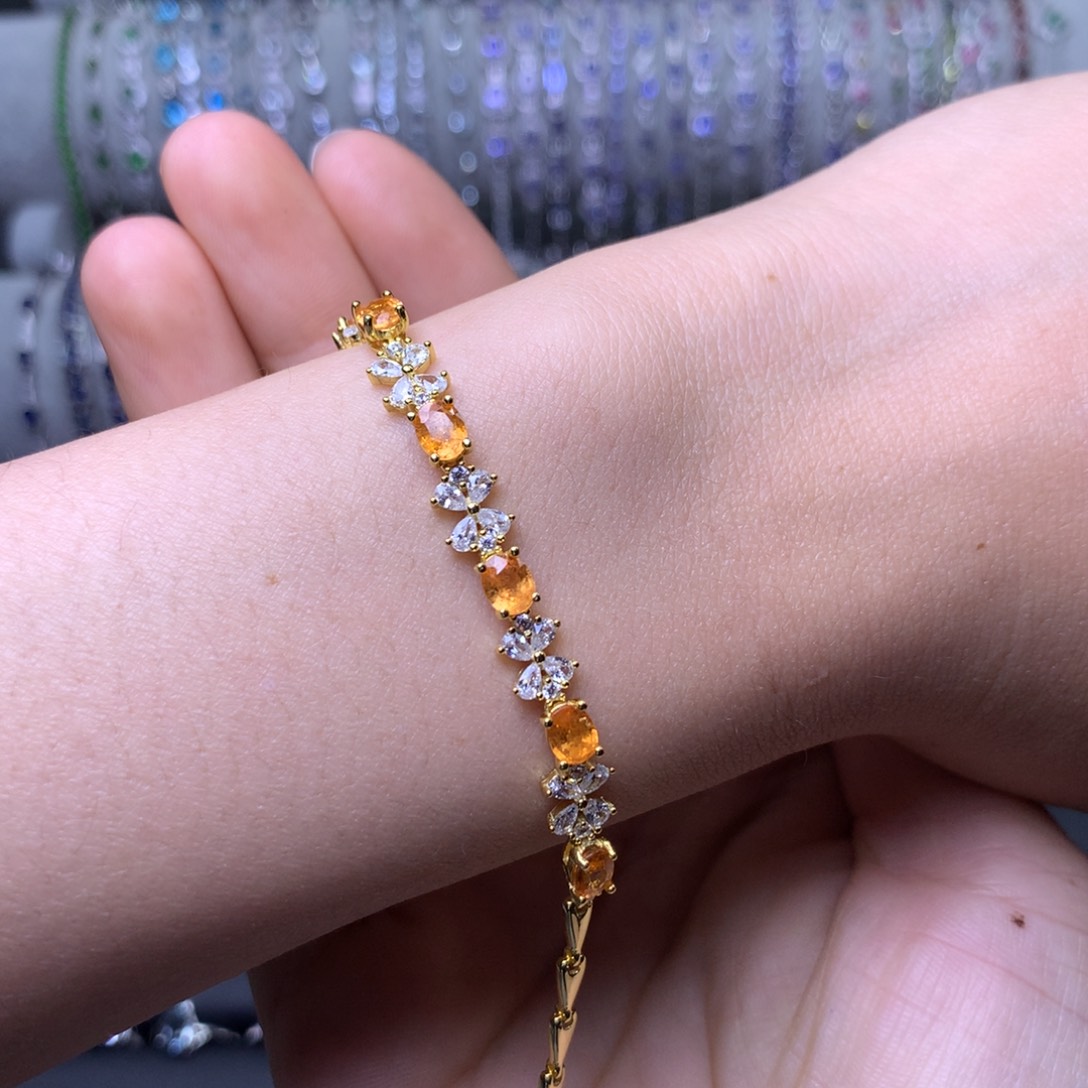 石榴石（芬达石）手链银S925镶嵌