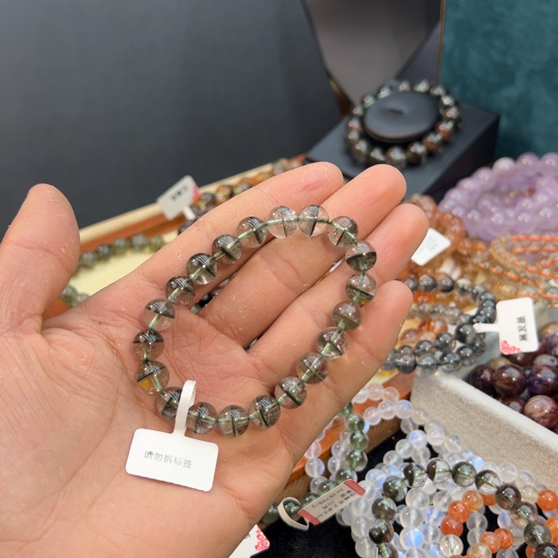 水晶手链未镶嵌贝***动绿幽灵