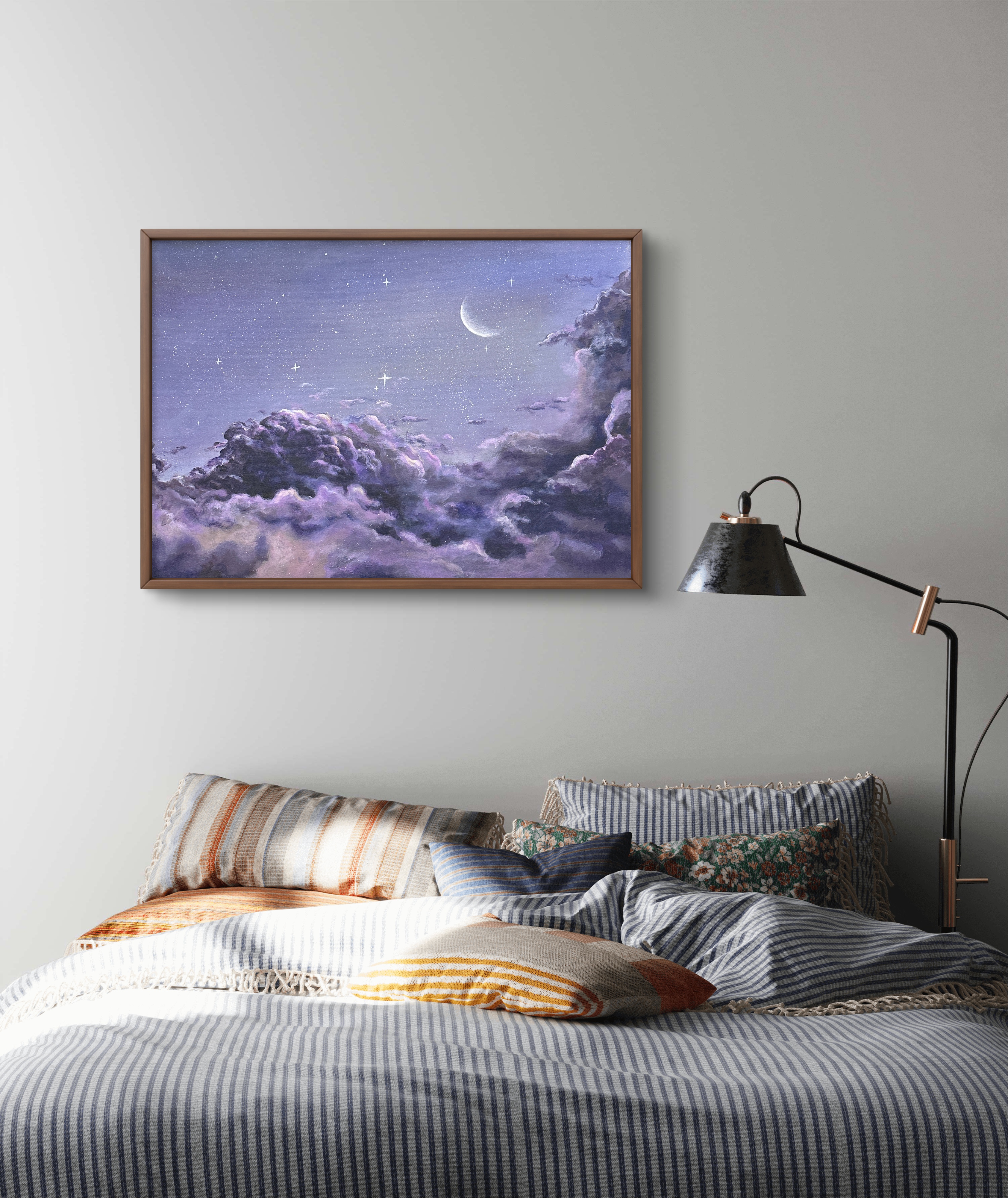 高级定制【紫色星河】油画客厅沙发背景墙装饰画尺寸：40*50cm