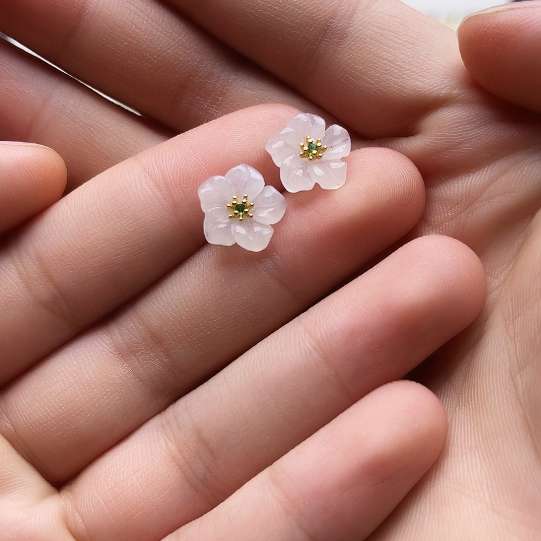 银S925镶嵌和田玉耳饰