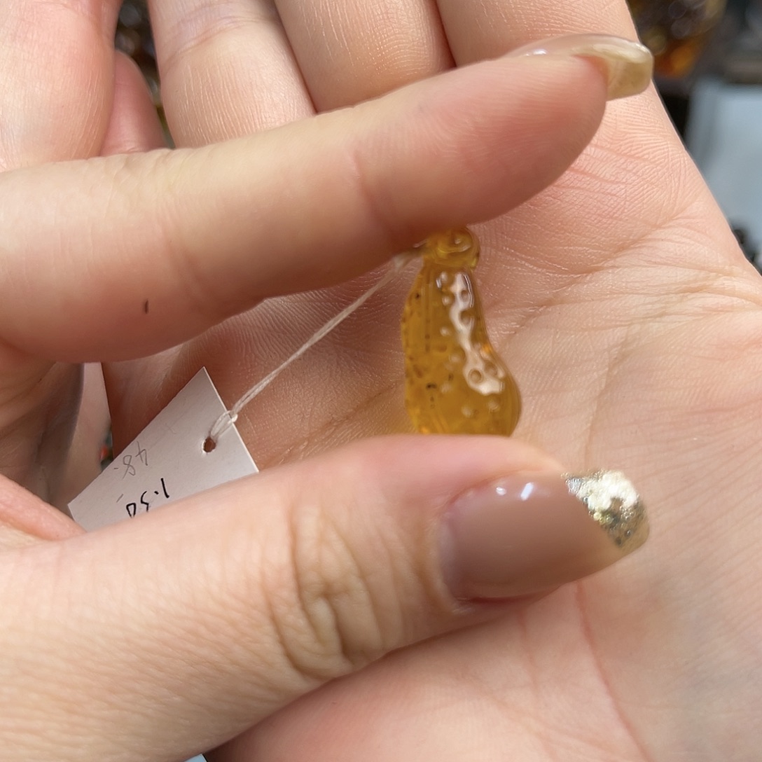 琥珀手链未镶嵌缅甸琥珀雕刻艺术品好事花生