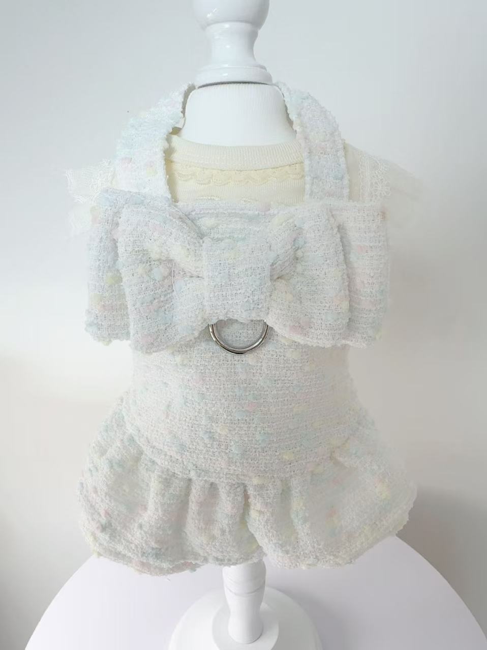 秋冬小香风宠物衣服猫咪公主风彩色牵引香风