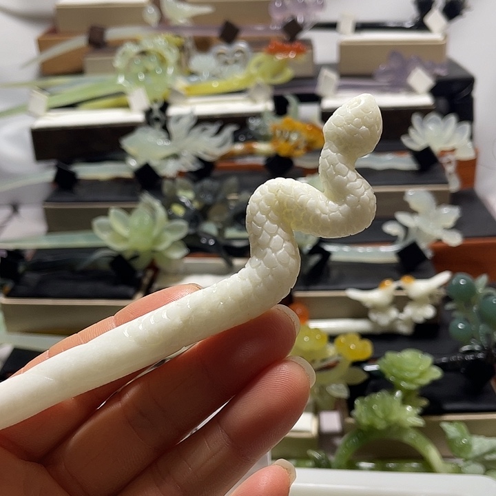 蛇纹石玉合金发饰