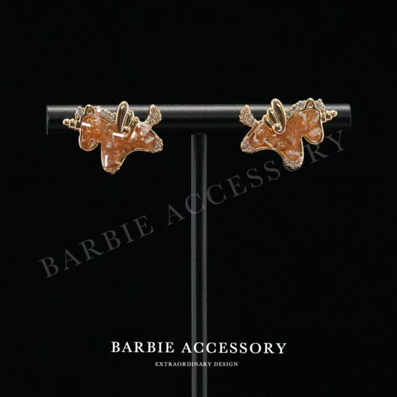 铜合金合成锆石耳饰 【橘糖星马】法式既视设计款高级感耳环