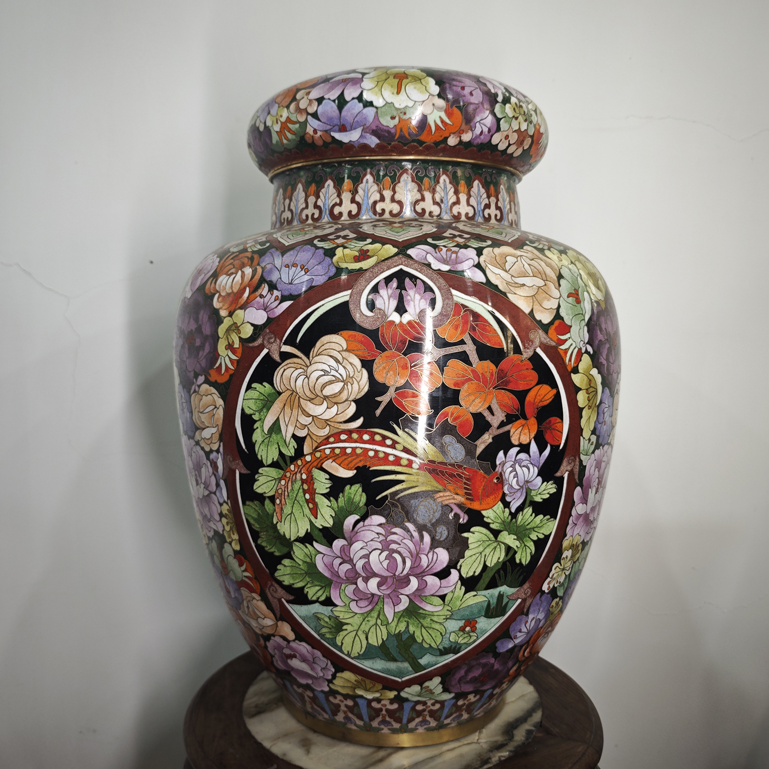 Z119-景泰蓝花鸟大罐