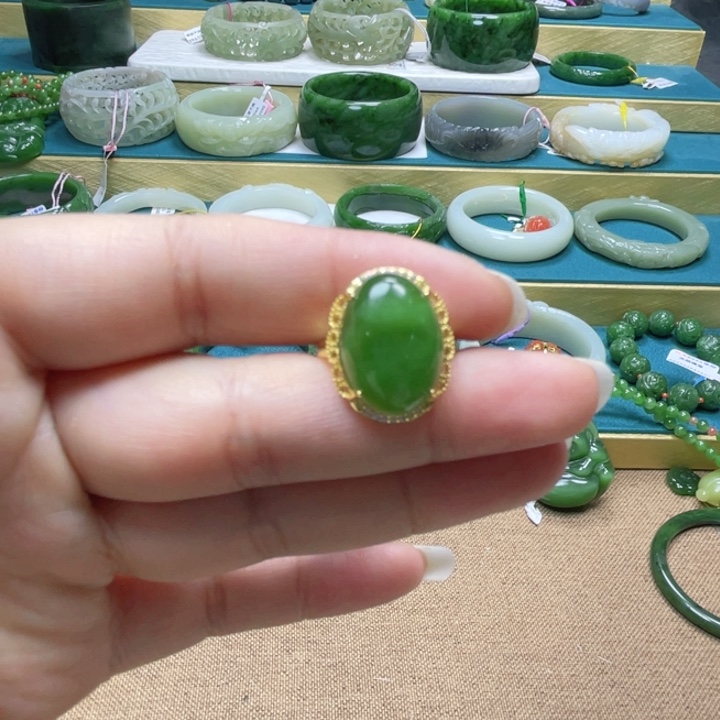 和田玉戒指银S925镶嵌