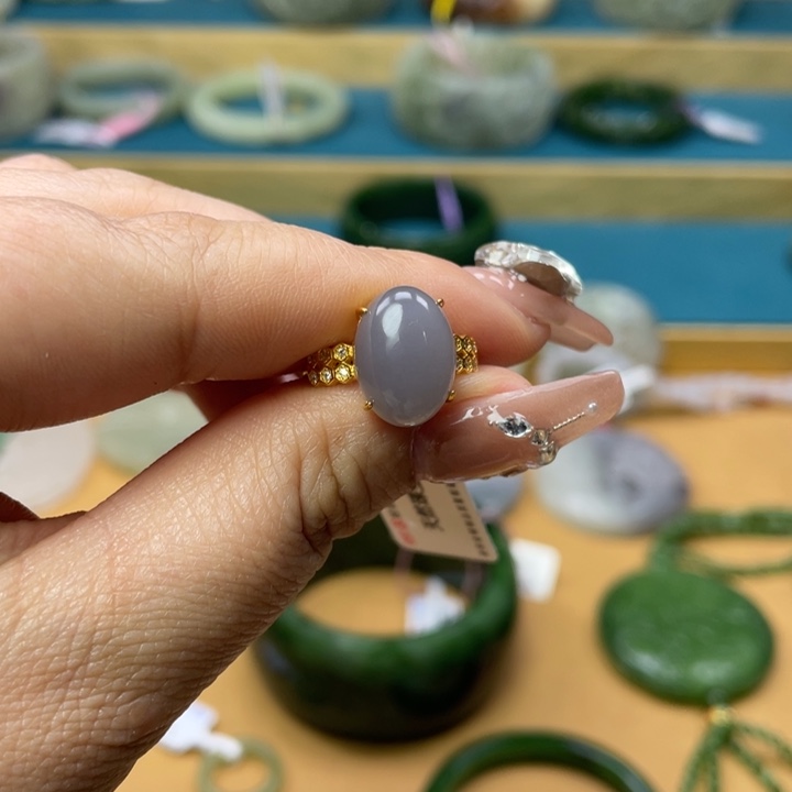 和田玉戒指60编号90银S925镶嵌