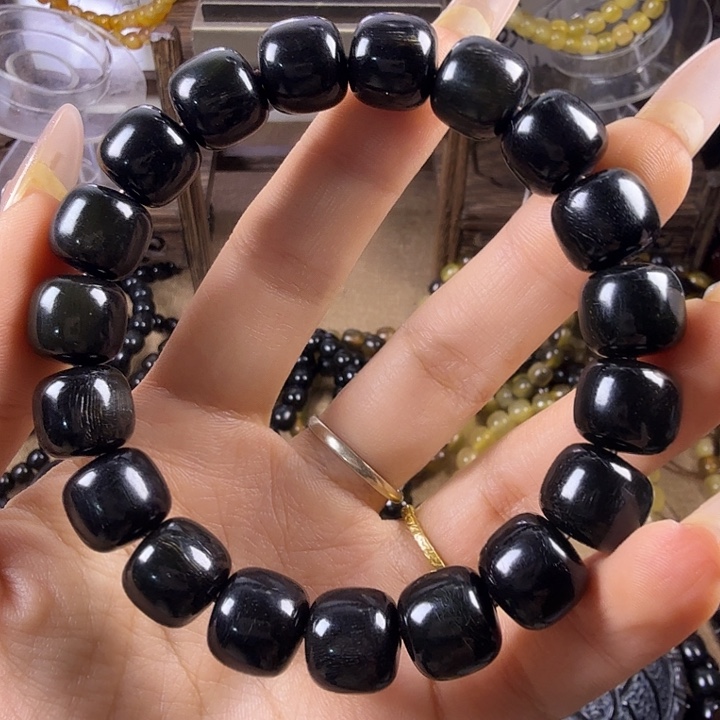 不***！木质非金属1.2纯黑手串