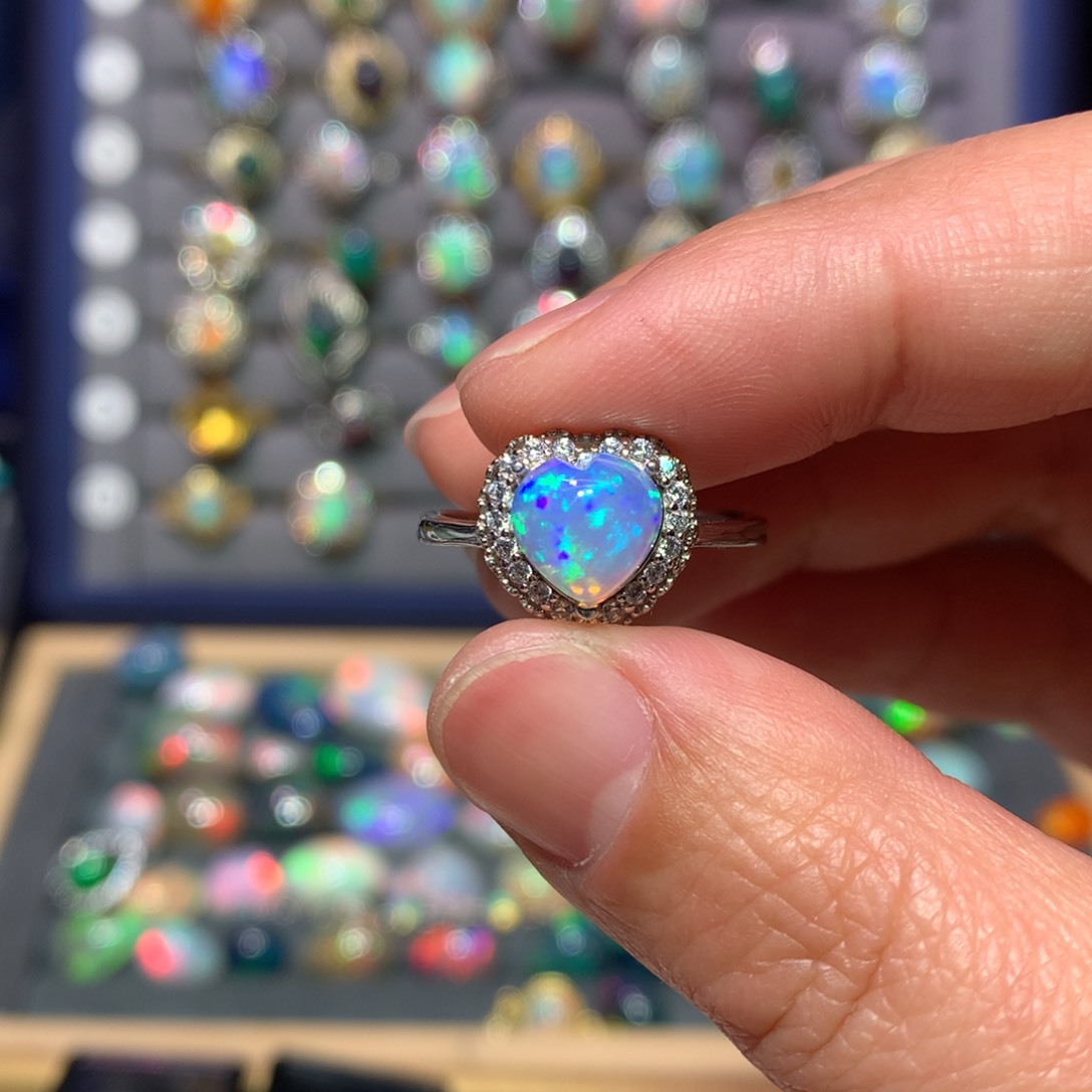 欧泊戒指款式银S925镶嵌