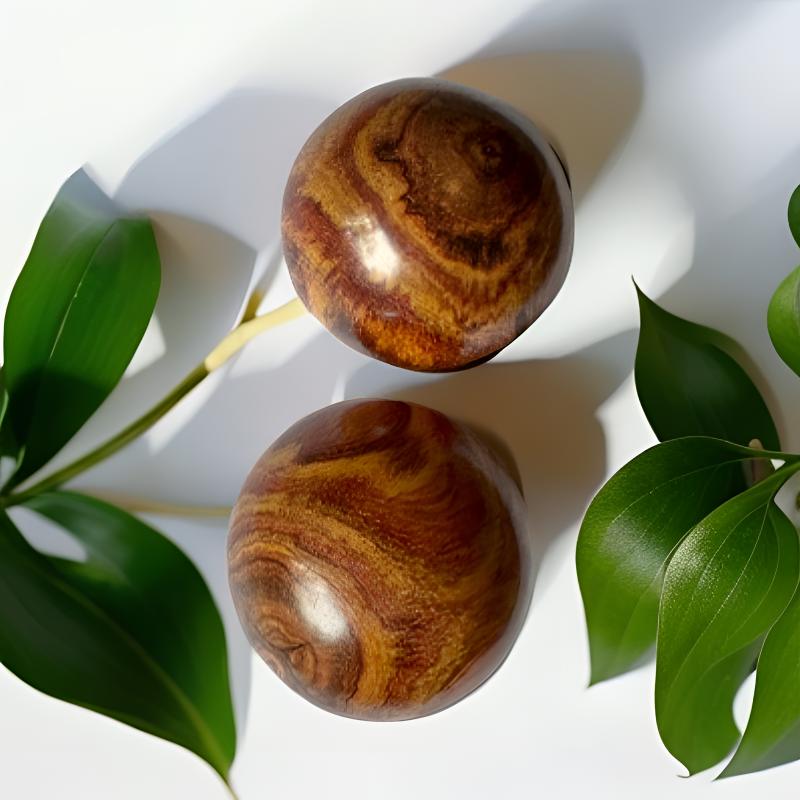 海南黄花梨紫油梨5.0对眼鬼脸纹圈圈纹手球一对手串文玩买文玩